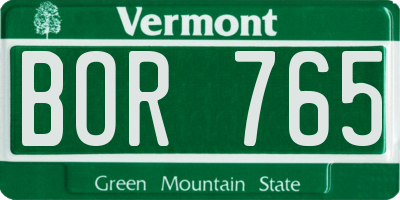 VT license plate BOR765