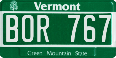 VT license plate BOR767