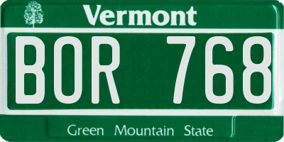 VT license plate BOR768