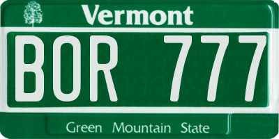 VT license plate BOR777
