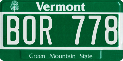 VT license plate BOR778