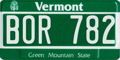 VT license plate BOR782