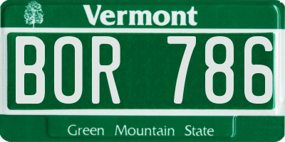 VT license plate BOR786