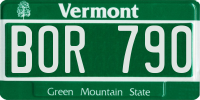 VT license plate BOR790
