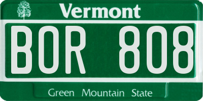 VT license plate BOR808