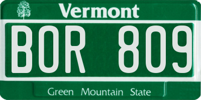 VT license plate BOR809