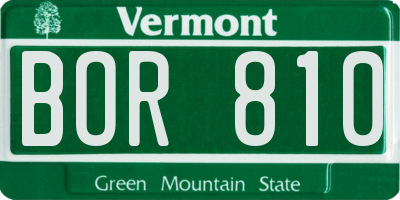 VT license plate BOR810