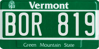 VT license plate BOR819