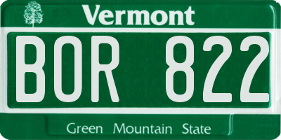 VT license plate BOR822