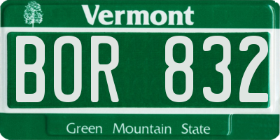 VT license plate BOR832