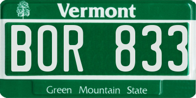 VT license plate BOR833