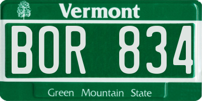 VT license plate BOR834