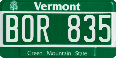 VT license plate BOR835