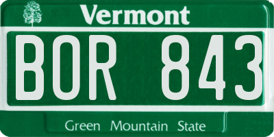 VT license plate BOR843