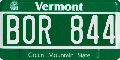 VT license plate BOR844