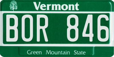 VT license plate BOR846