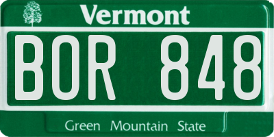 VT license plate BOR848
