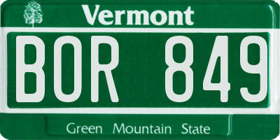 VT license plate BOR849