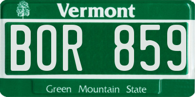 VT license plate BOR859