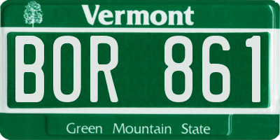 VT license plate BOR861