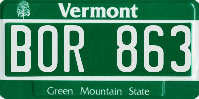 VT license plate BOR863