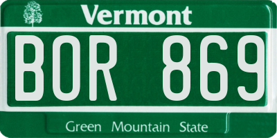 VT license plate BOR869