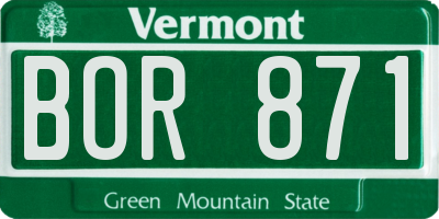 VT license plate BOR871