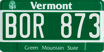 VT license plate BOR873