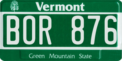 VT license plate BOR876