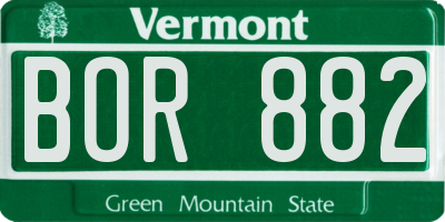 VT license plate BOR882