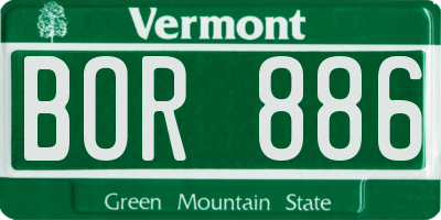 VT license plate BOR886
