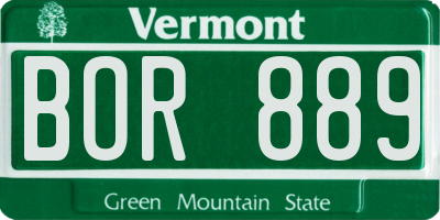 VT license plate BOR889