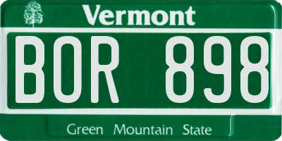 VT license plate BOR898