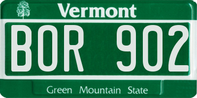 VT license plate BOR902