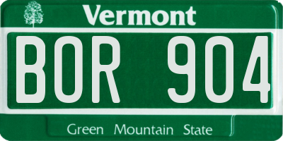 VT license plate BOR904