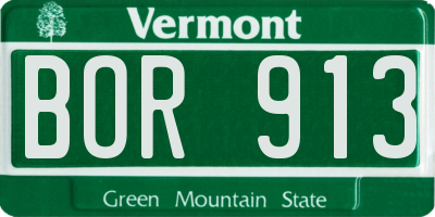 VT license plate BOR913