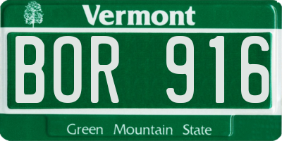 VT license plate BOR916