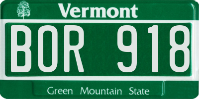 VT license plate BOR918