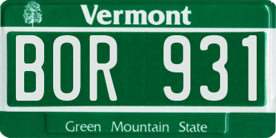 VT license plate BOR931