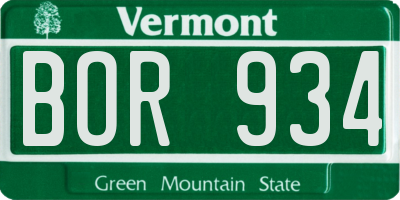 VT license plate BOR934