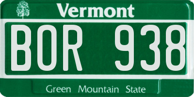 VT license plate BOR938