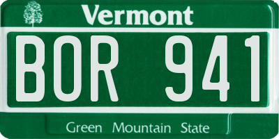 VT license plate BOR941