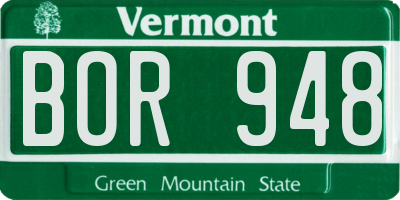 VT license plate BOR948