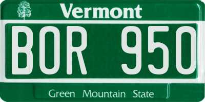 VT license plate BOR950