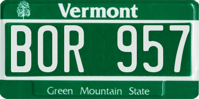 VT license plate BOR957