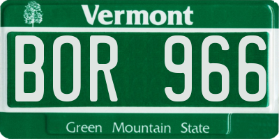 VT license plate BOR966
