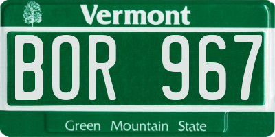 VT license plate BOR967
