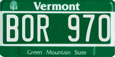 VT license plate BOR970