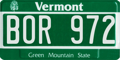 VT license plate BOR972