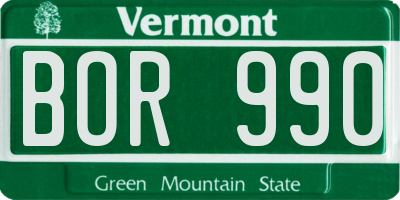VT license plate BOR990